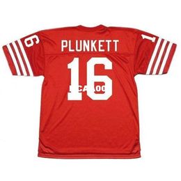 001 #16 JIM PLUNKETT 1977 Sewn Stitched RETRO JERSEY Full embroidery Jersey Size S-4XL or custom any name or number jersey