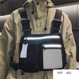 Men Chest Rig Bag Tactical Hip-hop Reflective Functional Vest Pack Male Waist Bags Abdomon