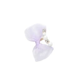 purple cat ears NZ - Princess cat Hello sweet Morandi purple Tulle bow + textured pearl ear clip   ear bone clip