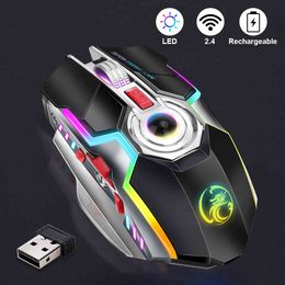 RGB Gaming Computer Rechargeable Silent Mause LED Backlit Mice 3200 DPI Wireless Mouse Gamer Laptop PC