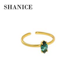 Cluster Rings SHANICE Emerald Ring Sterling Silver 925 Gift For Women Minimalist Gold Personalized Open Bijoux Argent Fine Jewellery
