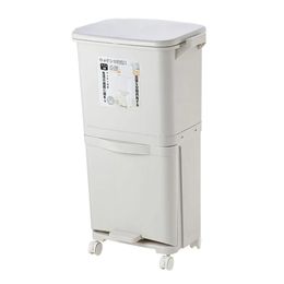 Large Capacity 38/42L Trash Can Doubledeck Waste Sorting Bins Kitchen Dustbin Garbage Storage Wastebucket for Office Home Bathroom Kitchen