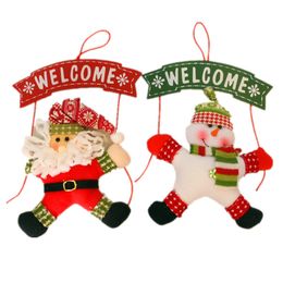 Christmas Welcome Sign Santa Snowman Front Door Decor Wall Hanging Pendant Xmas New Year Decorations XBJK2110