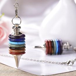 Decorative Objects & Figurines Natural Stone Pendant Pendulum Wicca Dowsing Reiki Wheels Of Life Jewellery 7 Chakra Pendulums Men Women Gift