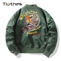 Hip Hop Baseball Jackets Streetwear Military Jacket Men's Brand Slim Outerwear Casual Tiger Embroidery Bomber and Coats 211214