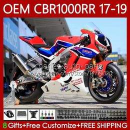 Bodywork +Tank For HONDA OEM CBR1000 CBR 1000 RR CC 1000CC CBR1000RR White blue red 17 18 19 Body 75No.60 CBR 1000RR 2017 2018 2019 CBR1000CC 17-19 Injection Mould Fairing