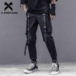 11 BYBB'S DARK Tactical Multi Pockets Ribbon Cargo Pant Man Harajuku Hip Hop Function Pants Streetwear Joggers Men Trousers 210715