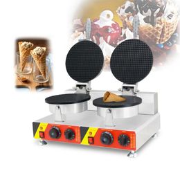 LED light indicates heating double-head ice cream cone waffle maker electric round wafer baker