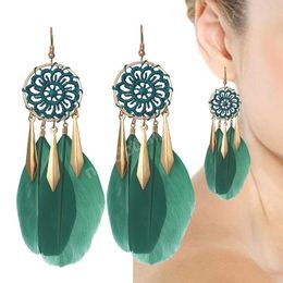 Bohemian Fashion Jewellery For Women Handmade Vintage Dreamcatcher Earrings Feather Tassel Dangle Earrings