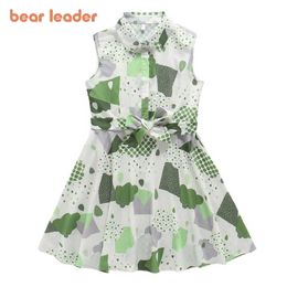 Bear Leader Summer Family Matching Outfits Korean Style Fashion Mother And Daughter Floral Print Princess Sleeveless Vestidos 210708