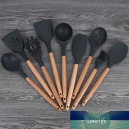 Kitchen Non-stick Cooking Spoon Spatula Ladle Egg Beaters Utensils Silicone and Wood Cooking Tools High Quality