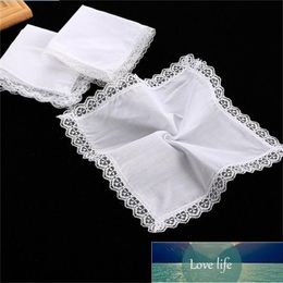 25cm White Lace Thin Handkerchief Cotton Towel Woman Wedding Gift Party Decoration Cloth Napkin DIY Plain Blank OWA6062 Factory price expert design Quality Latest