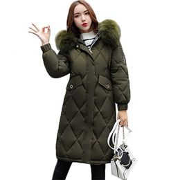 Fashion Slim Women Winter Jacket Cotton Padded Warm Thicken Ladies Coat Hooded Long Coats Parka Womens Jackets 211018