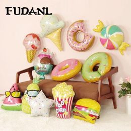 Party Decoration 1pcs Pink Donuts Candy Ice Cream Popcorn Foil Balloons Baby Shower Happy Birthday Decorations Inflatable Helium Sweet Kids