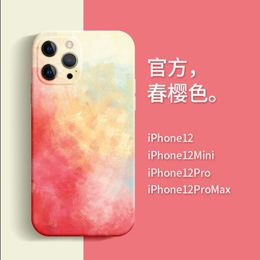 Cell Phone Cases Water color suitable for Apple 13 pro max liquid silicone mobile case iphone 11 all-inclusive XS MAX soft new 12 Accessories