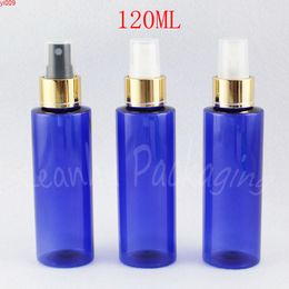 120ML Blue Plastic Bottle With Gold Spray Pump , 120CC Empty Cosmetic Container Toner / Water Packaging ( 40 PC/Lot )goods