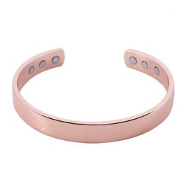 Stylish And Creative Smooth Magnetic Adjustable Health Bracelet Copper Unisex Healing Bio Therapy Pain R Bangle