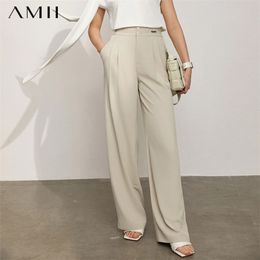 Amii Minimalism Spring Women's Pants Offical Lady Solid High Waist Loose Female Suit Causal 1217 210925