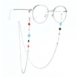 Glasses Chain Metal Colorful Rhinestone Eyeglass Lanyard Chain Hanging Neck Female Hanging Chain Glasses Lanyard Rope