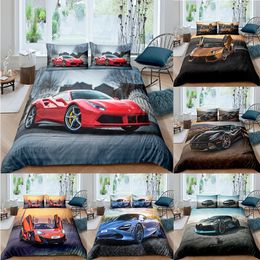 Racing Car Printed Duvet Cover With Pillowcase Bedding Set Single Double Twin Full Queen King Size Bed Set For Bedroom Decor C0223