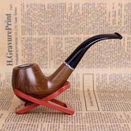Classic Wood Grain Resin Pipes Chimney Filter Long Smoking Pipe Tobacco Pipe Cigar Gifts Smoke Narguile Grinder Mouthpiece C0310