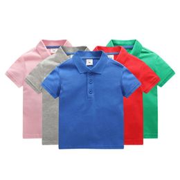 Kids Boys Polo Shirts Solid Colours Toddler Boys Lapel Short Sleeve Tops Girls Lersure Clothes Kids Cotton T-shirts