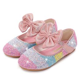 Girls Princess Spring Autumn Leather Children's Crystal Soft Bottom Non-Slip Single Shoes Size 24-37 210306