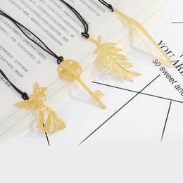 NEW Wedding Gold bookmark feather Olive ginkgo metal paragraph Creative Bookmarks RRD7494