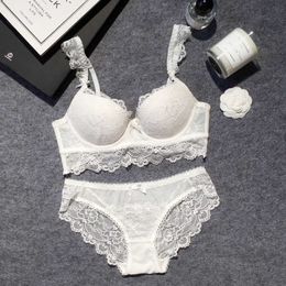 Fashion autumn and winter underwear female sexy lace adjustable bra set thin plus size push up bra set X0526