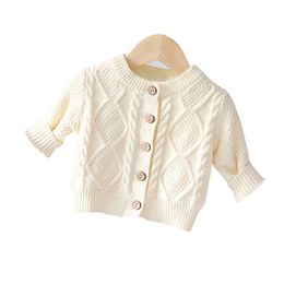 Baby knitted cardigan girl sweater spring baby coat pure cotton western style P4464 210622
