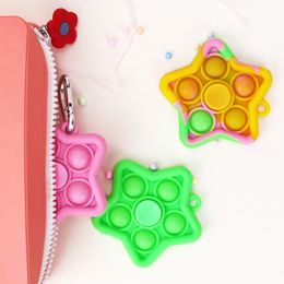 Squishy Fidget Finger Toys Cell Phone Straps Push Bubble Spinners Pentagon Stars Squeeze Sensory Balls Fingertip Spinners Party Favour Games Silicon Keychain