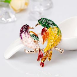 Pins, Brooches Fashion Korean Birds For Women Party Gift Colourful Gold Brooch Exquisite Pin Creative Jewellery Accessories