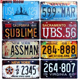 metal number plates NZ - USA NEW YORK 125 Metal Tin Signs Car Number License Retro Home Decor For Bar Cafe Garage Wall Painting Plate 30x15cm A925