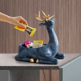 Home Decoration accessories modern for home Desktop key phone storage box living room ornaments resin Deer Figurines Gifts 210804