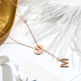 Pendant Necklaces YUN RUO 2021 Arrival Rose Gold Color Fashion Adjusted Letters Necklace Titanium Steel Woman Jewelry Gift Not Fade