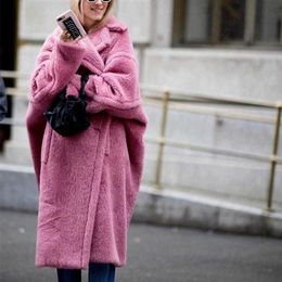 MONMOIRA Pink Long Teddy Bear Coat Women Winter Warm Women Faux Fur Coat Ladies 8 Colours Teddy Jacket Ladies Outdoor Overcoat Y0829