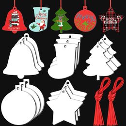 23 Styles Sublimation Christmas Ornaments White Aluminium Keychain Xmas Tree Hanging Pendant DIY Crafts Party Supplies Home Decoration