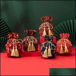Ins Style Wedding Gift Supplies Chinese Party Favour Candy Bag Box With Hand Creative Cloth Drop Delivery 2021 Event Festive Home Garden Pt