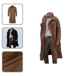 Men's Trench Coats Winter Coat Stylish Wear Resistant Men Turn-down Collar Washable