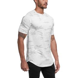 Men T-shirts Tees Polos Clothing Short-sleeved Fitness Sport Running Fast Dry Camouflage Casual Loose Breathable Training