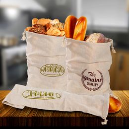 Saco natural do pão de linho reusável sacos de baguete francês sacos de compras de pão eco-amigável para armazenamento de alimentos