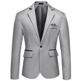 Men Blazer Suit Men Slim Fit Office Blazer Jacket Fashion Solid Wedding Dress Coat Casual Business Male Suit Coat 4XL 5XL 211120
