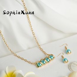 Earrings & Necklace SophiaXuan Hawaiian Jewelry Set Design Polynesian Gold Pink Pearl Chian Sets Wholesale For Women Girl 2021