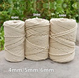 5mm macrame cord Canada - 3mm 4mm 5mm 6mm Macrame Rope Twisted String Cotton Cord For Handmade Natural Beige Rope DIY Home Wedding Accessories Gift
