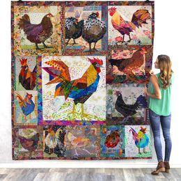 Blankets Flannel Blanket Heating Anti-pilling Portable Wearable 3D Printing Chicken Series Pattern Home Sofa Bedroom Nap Shawl