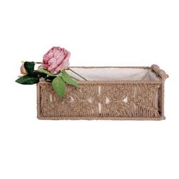 -Bolsas de joyería, bolsas estilo bohemio Cuerda de algodón Tejido Cesta de almacenamiento Creativo Retro exquisito decoración Caja de tejido