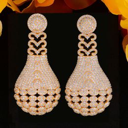 KellyBola Brand Luxury African Dangle Earrings For Women Wedding Cubic Zirconia DUBAI Bridal Earring Party Jewelry High Quality