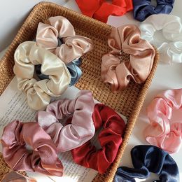 Satin Silk Solid Color Hair Scrunchies Elastic Hairband Ponytail Holder Headband Hairs Accessories