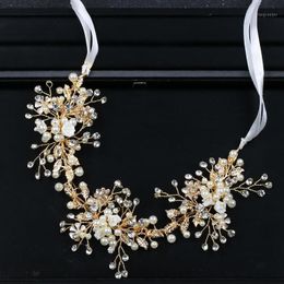 Hair Clips & Barrettes Flower Rhinestone For Women Rose Gold Colour Pins Bride Wedding Accessories Ornaments Jewellery Bridal Headpiece