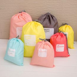 4pcs Travel Cosmetic Bag Oxford Cloth Waterproof Drawstring Pouch Candy Color Wash Bags Make Up Bag Organizer Bag Storage Bags XVT0690